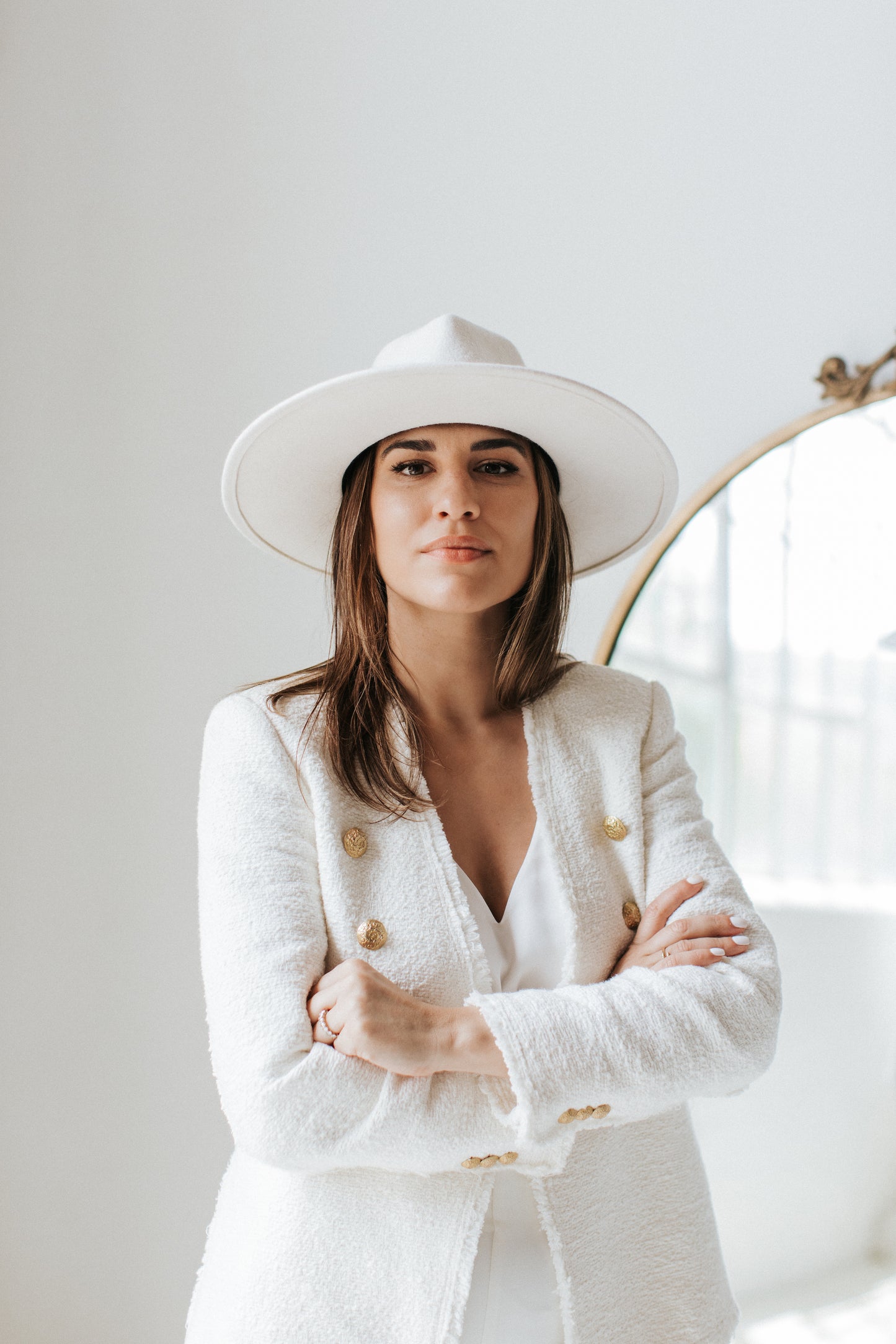 white fedora hat - bridal hat - white wool hat- australian wool fedora- luxury hat - white hat - white accessories - hats with affirmations - self love apparel - soleil -soleilhats 